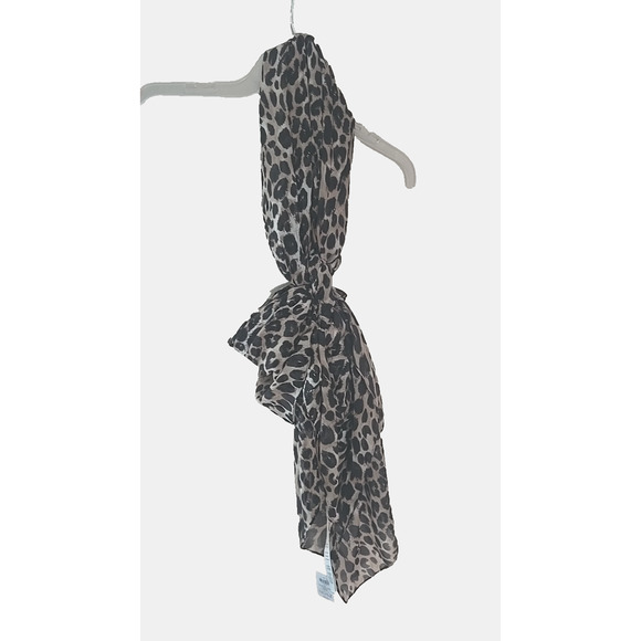 NWT Chico's Tan Black Leopard Print Lightweight Scarf Womans One Size 120" Long - Picture 1 of 4